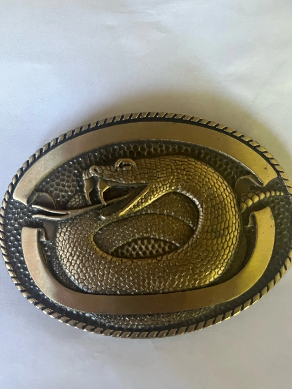 Solid Brass Coiled Snake Reptile Belt Buckle